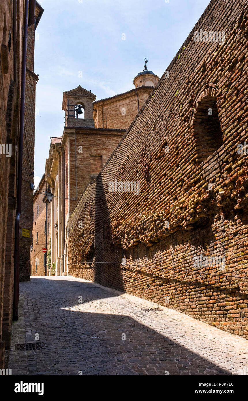 Scenes and details from the charming Italian village of Corinaldo, in the Marche region of Italy Stock Photo