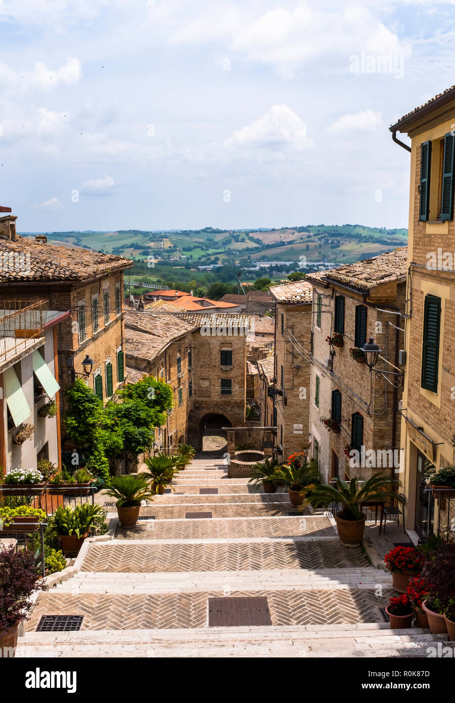 Scenes and details from the charming Italian village of Corinaldo, in the Marche region of Italy Stock Photo