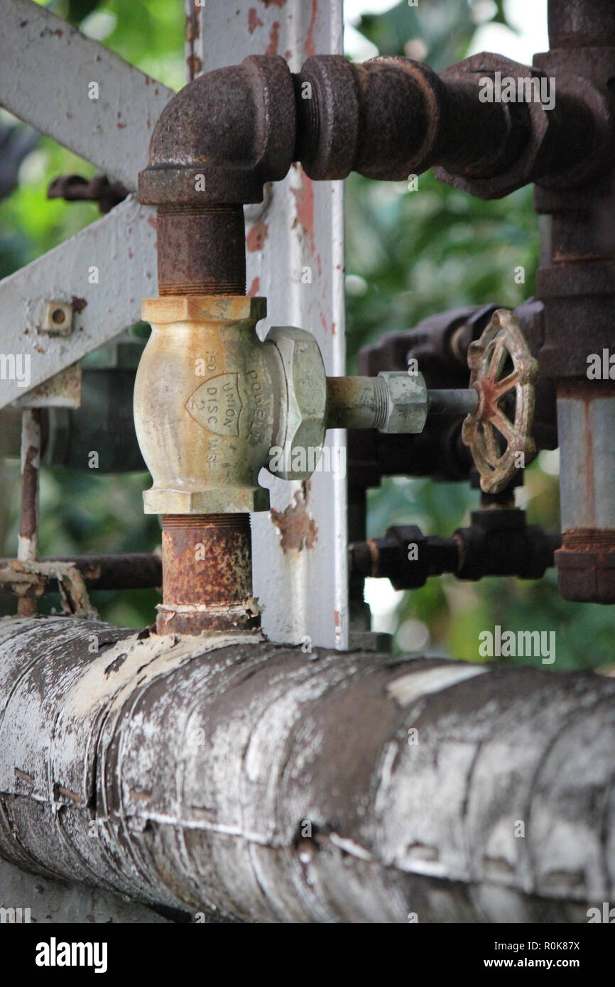 Water pipes, valves, and gauges Stock Photo Alamy