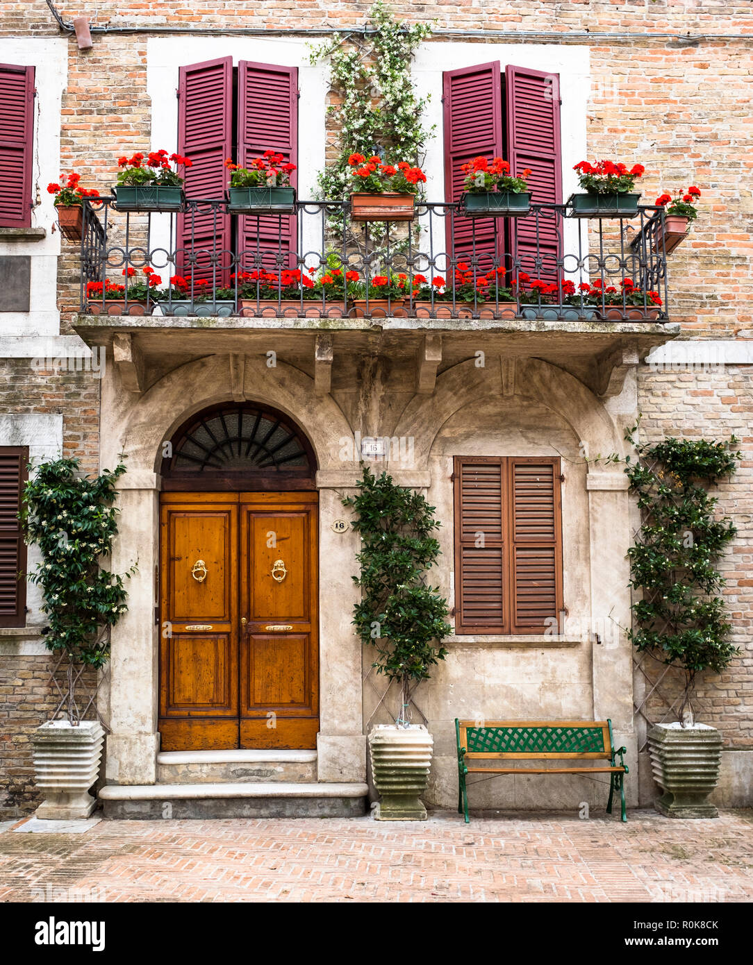 Scenes and details from the charming Italian village of Corinaldo, in the Marche region of Italy Stock Photo