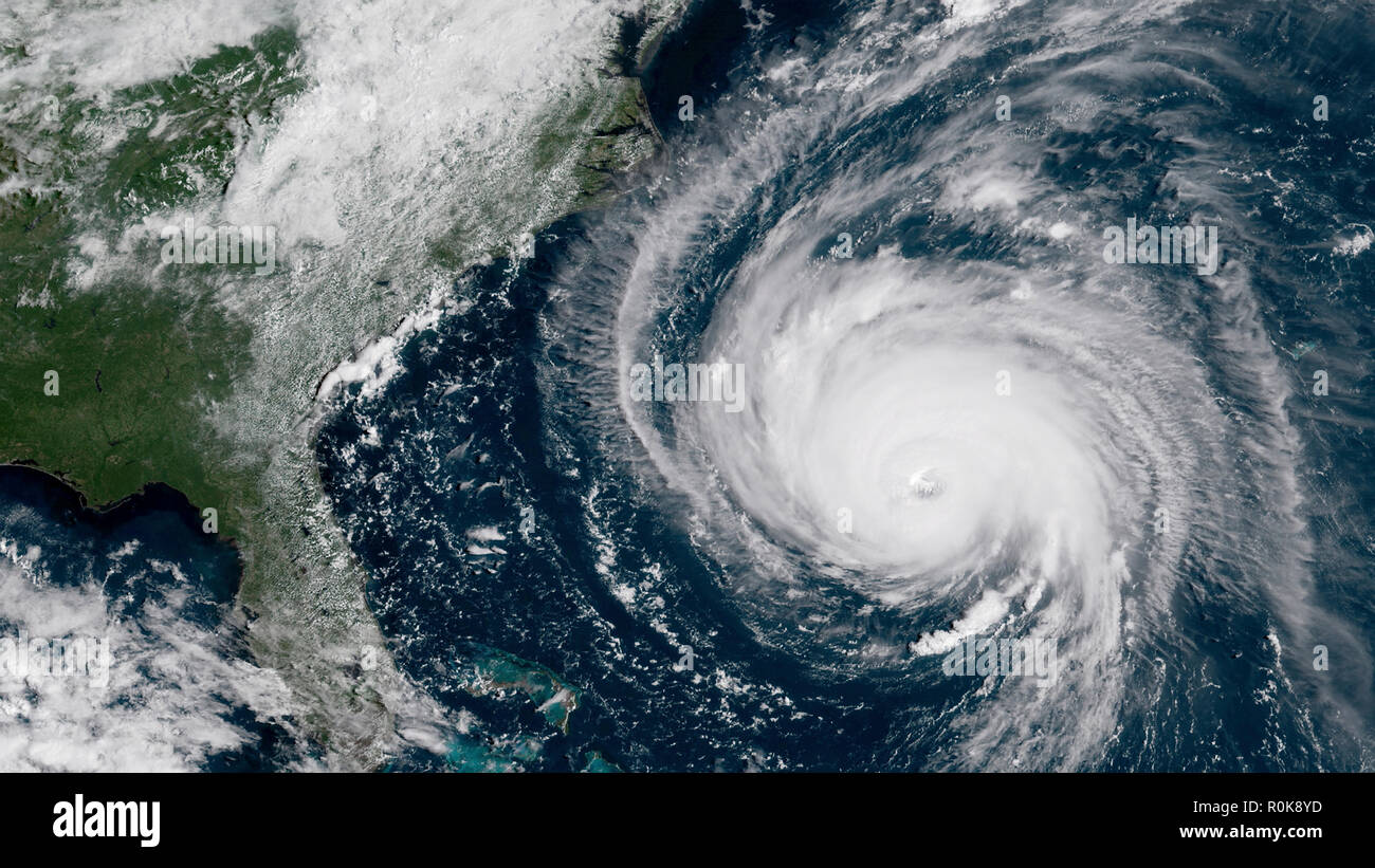 Hurricane Florence moving closer to the coast of the Southeastern United States. Stock Photo