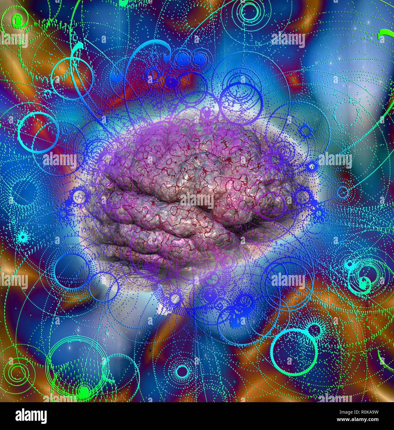 Human Brain Radiates Colorful Light Stock Photo - Alamy