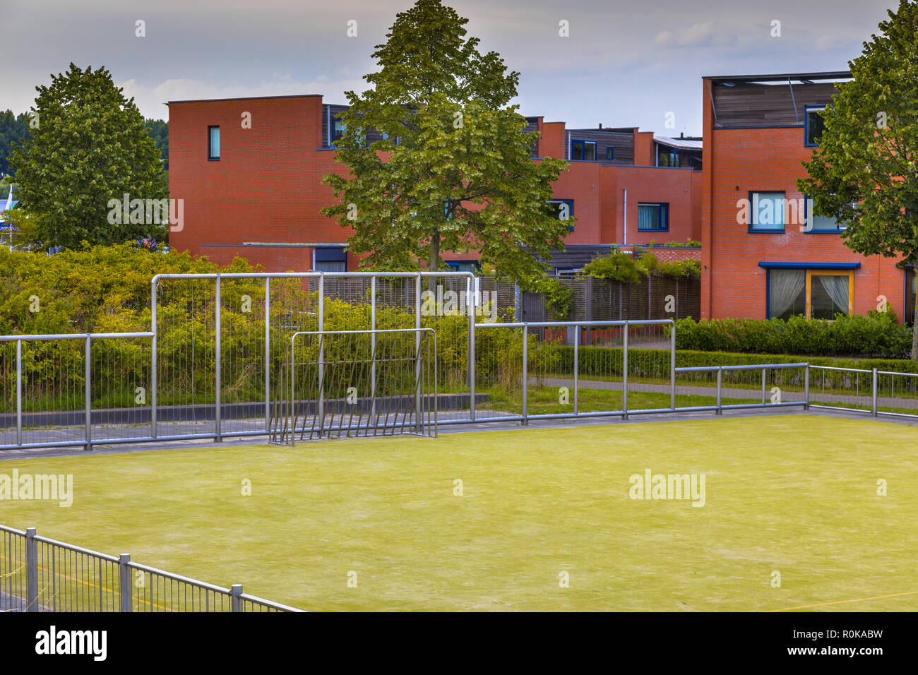 Detail of Soccer field in urban residential neighborhood Stock Photo