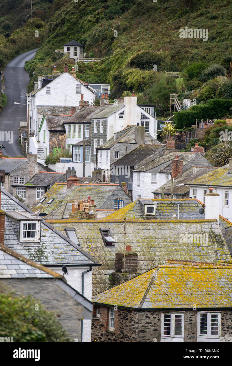 Houses and rooftops in Port Isaac, Cornwall, England, UK Stock Photo