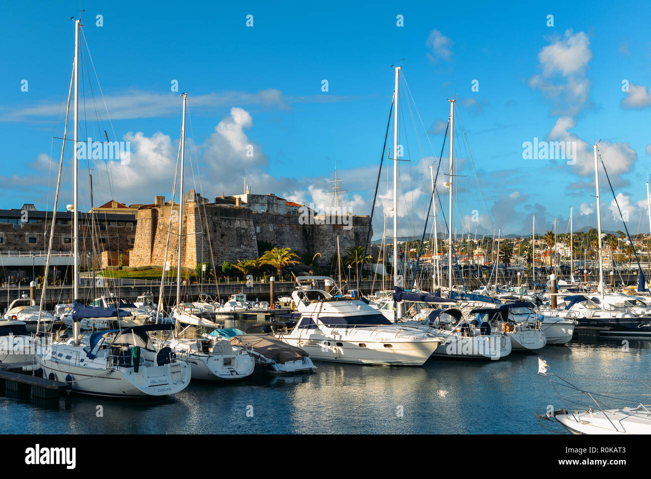 Yachts Sail Boats And Motorboats In Marina Of Cascais Portugal Stock yachts-sail-boats-and-motorboats-in-marina-of-cascais-portugal-stock