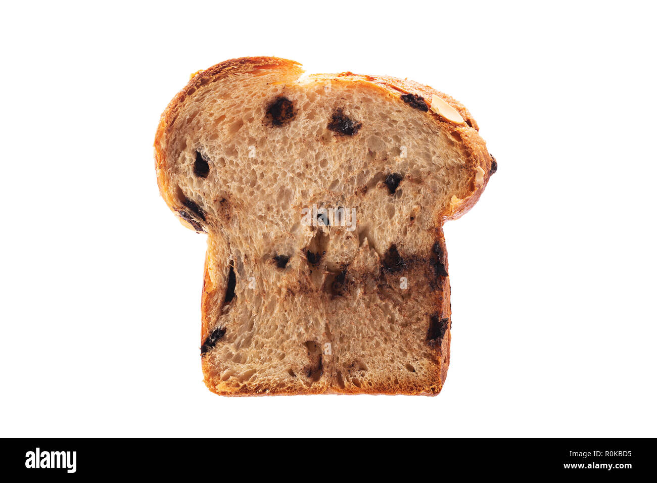 Easter bread with chocolate and almonds isolated on white background. Stock Photo