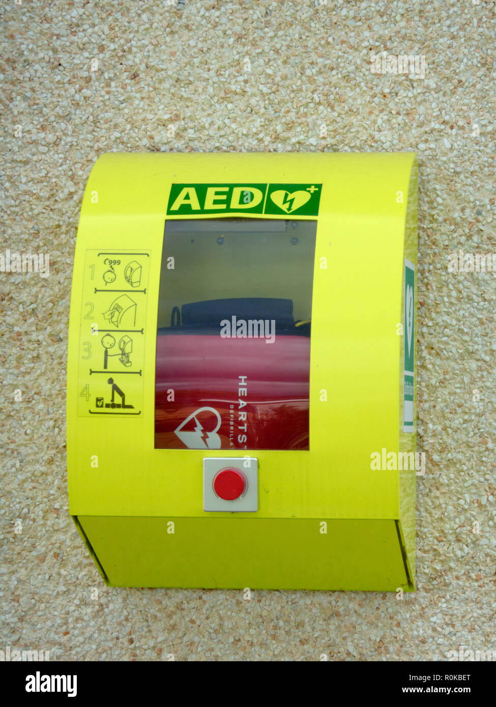 Defibrillator Medical Emergency Equipment Mounted on a n Outside Wall