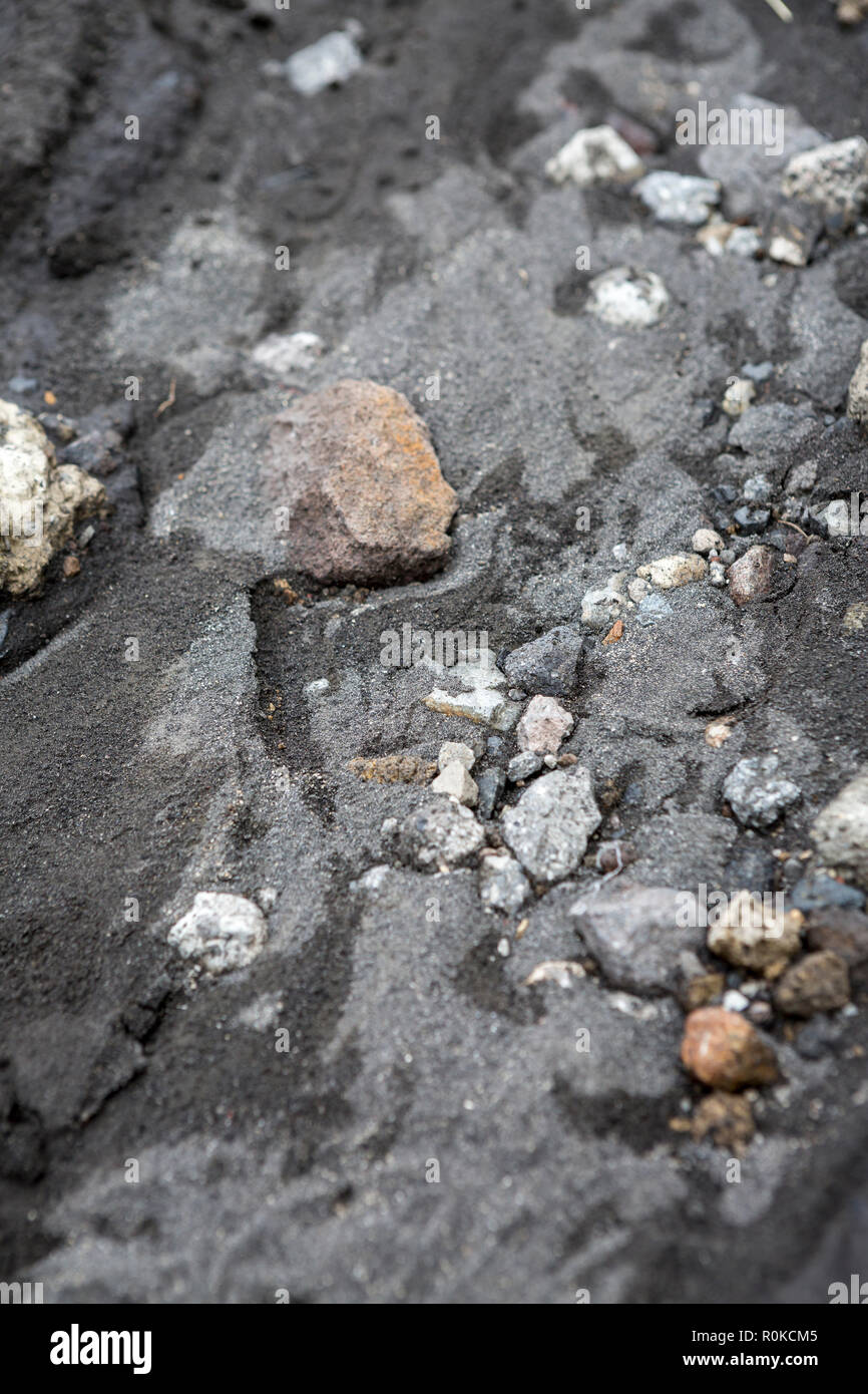 Volcanic soil and rocks close up pattern, Iztaccihuatl Popocatepetl National Park, Mexico, North America Stock Photo