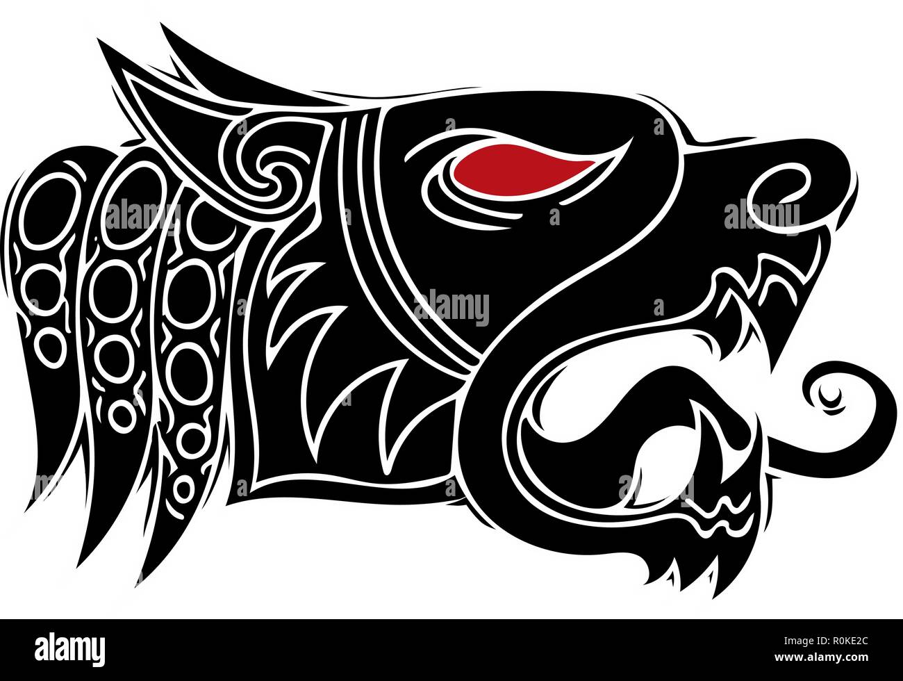 Wolf head howl design for tribal tattoo vector Stock Vector