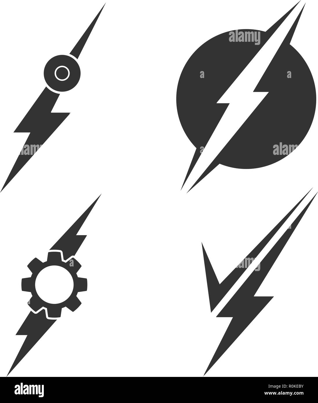 Lightning bolt, electricity power vector set Stock Vector Image & Art