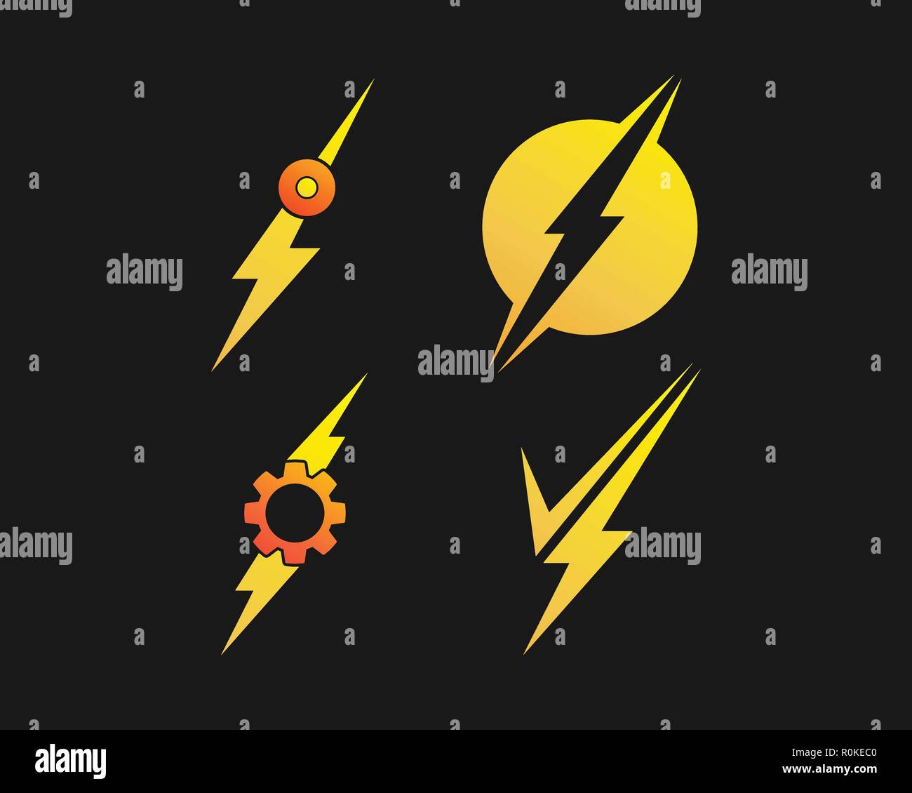 Lightning bolt, electricity power vector set Stock Vector Image & Art Alamy