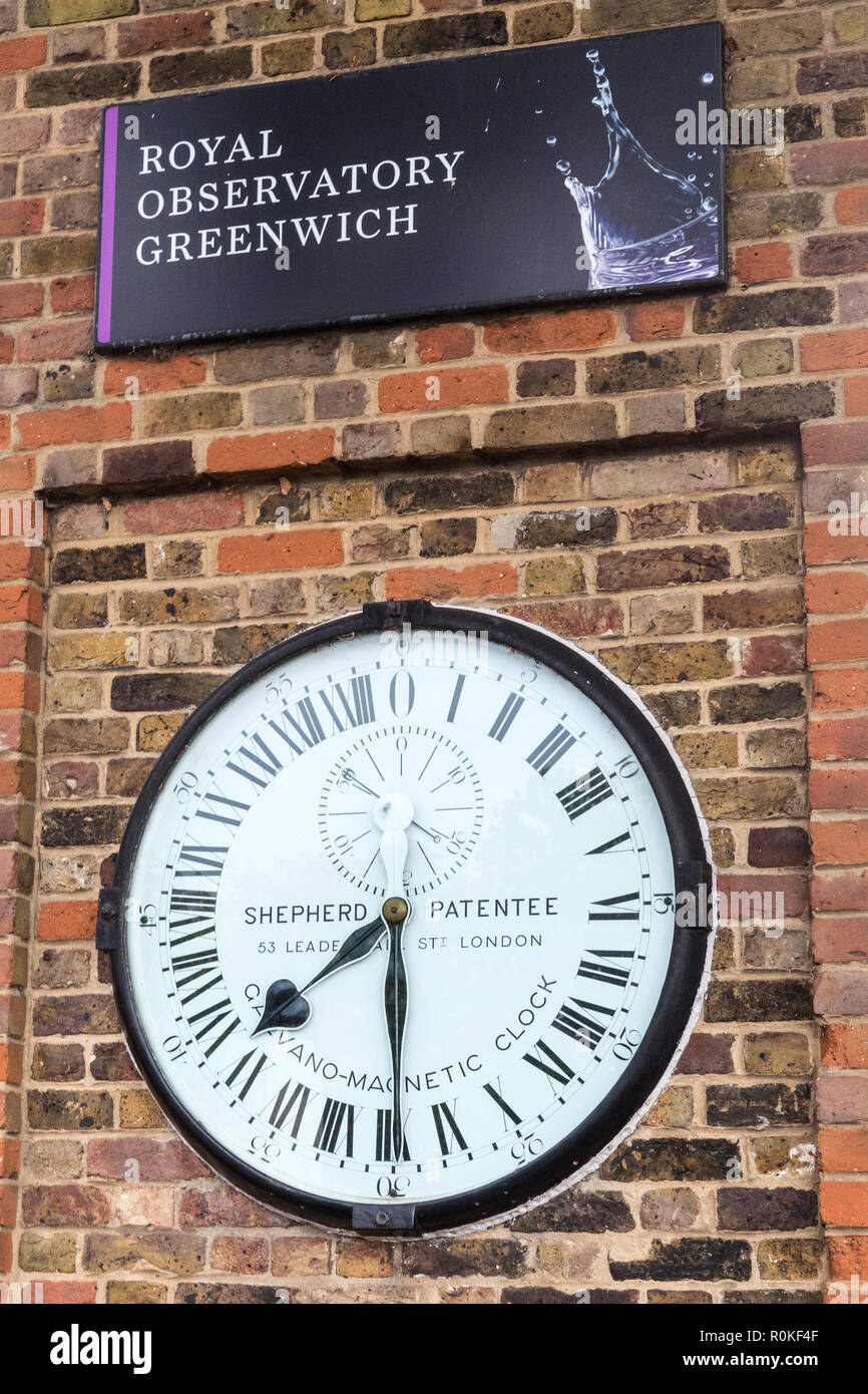 Magnetic Clock at the Royal Observatory, Greenwich, England Stock Photo