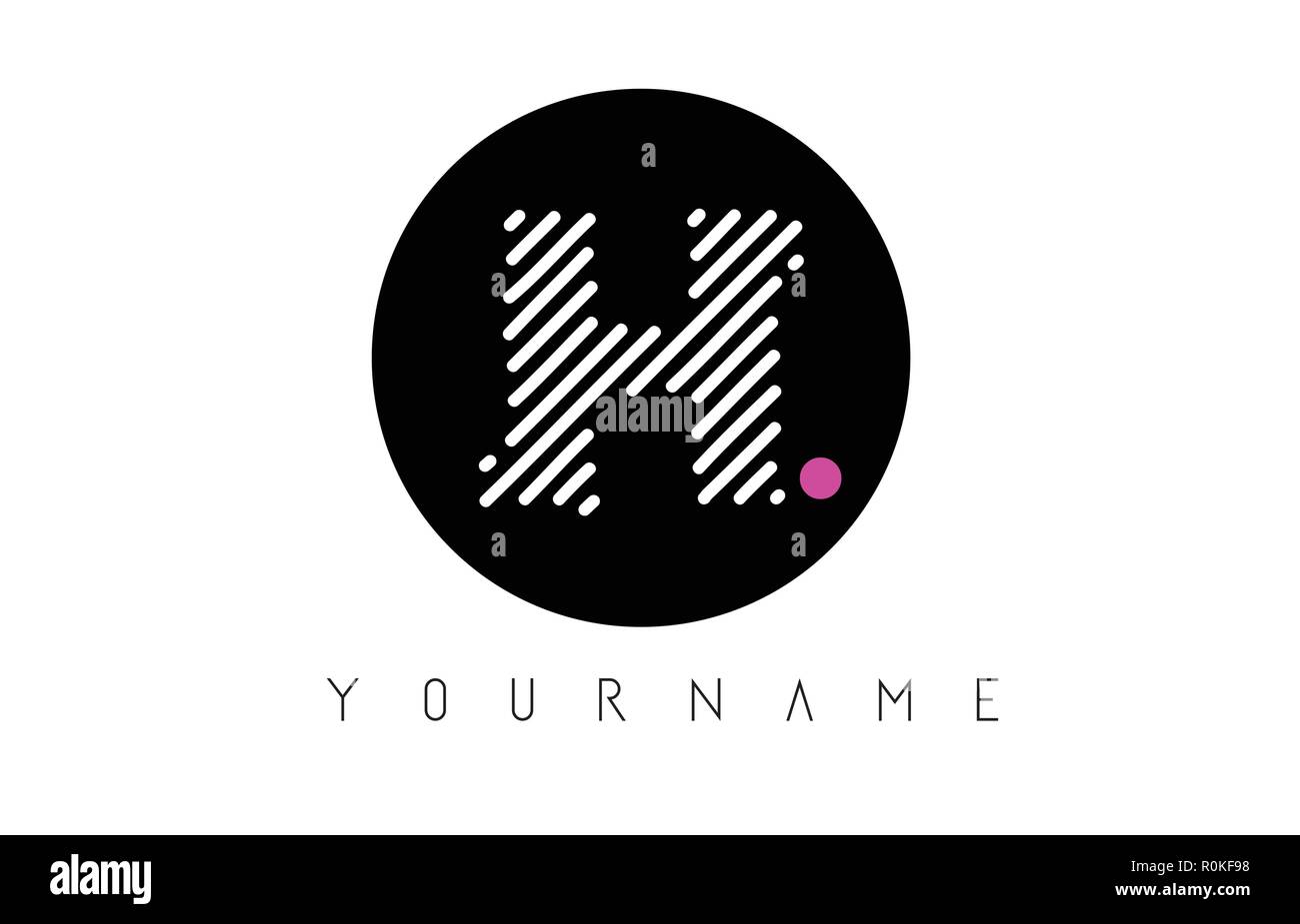 H Letter Logo Design with White Lines and Black Circle Vector ...