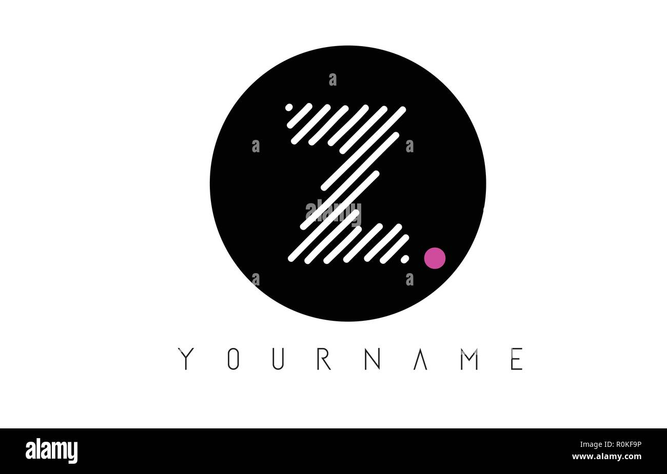 Z Letter Logo Design with White Lines and Black Circle Vector