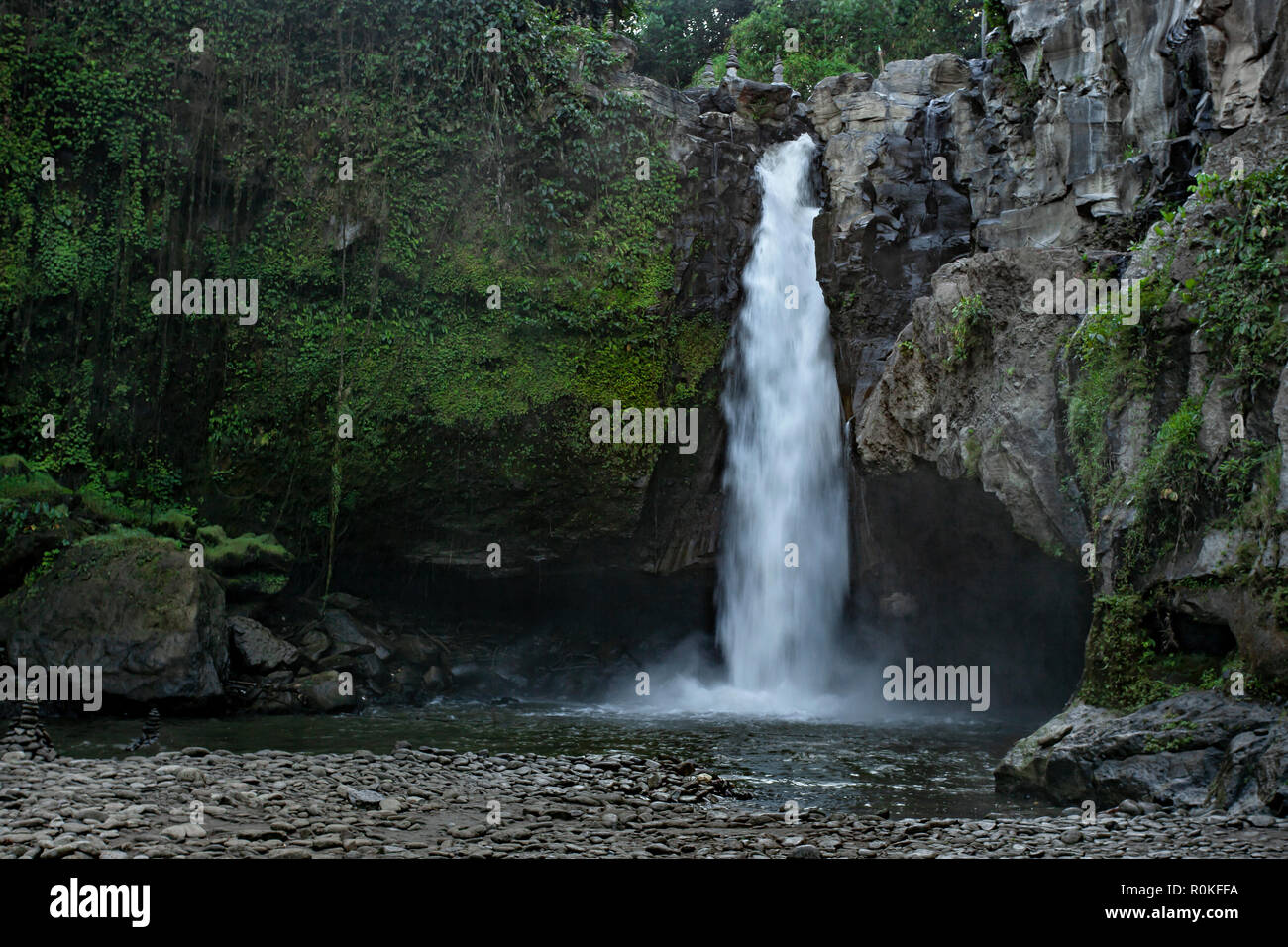 Tegenungan waterfall located at ubud indonesia.Very popular and almost pack with tourist everyday .Sunset at tenungan waterfall is very beautiful Stock Photo