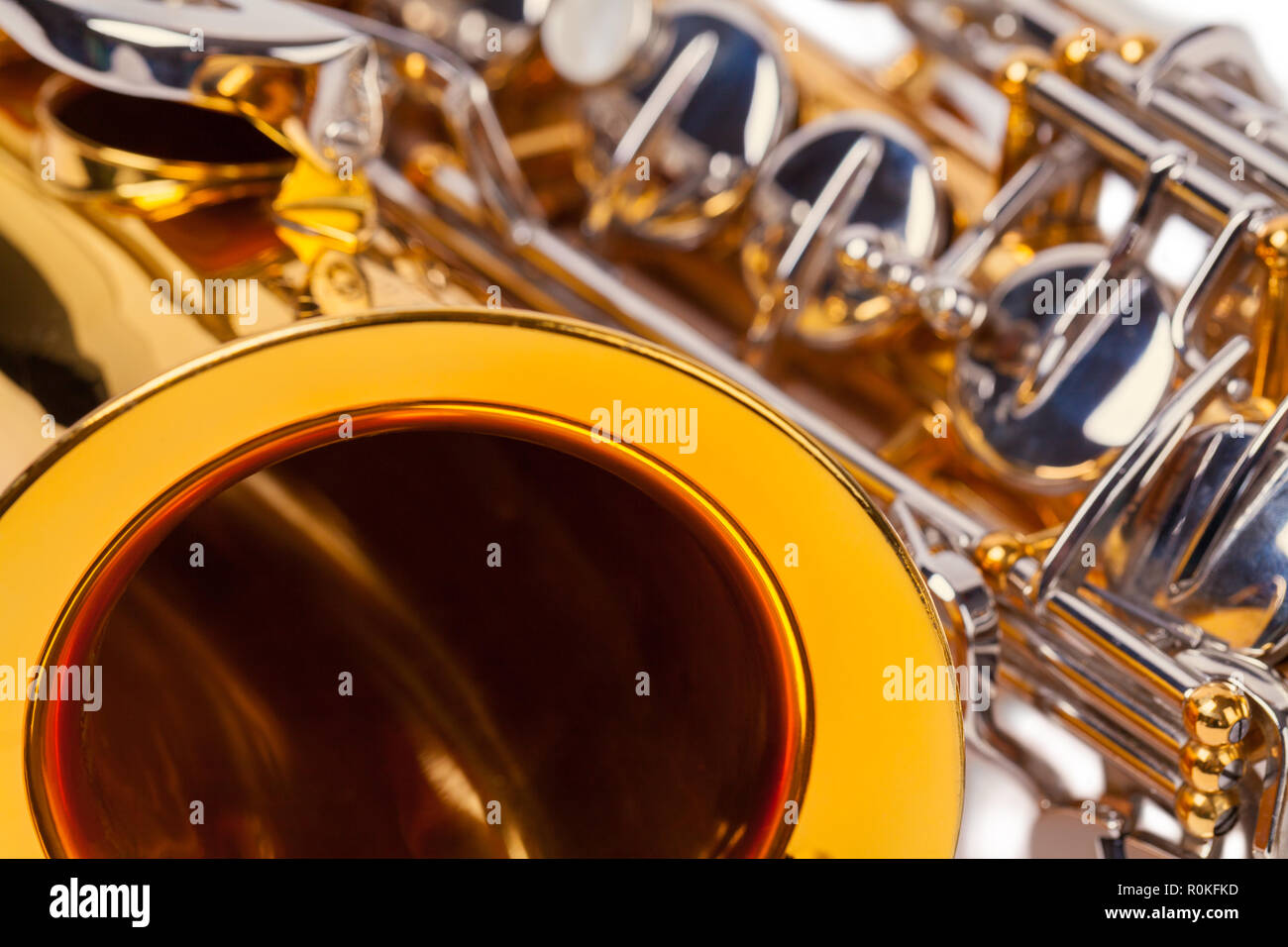 Gold Saxophone Close Up Isolated on White Background Stock Photo - Alamy