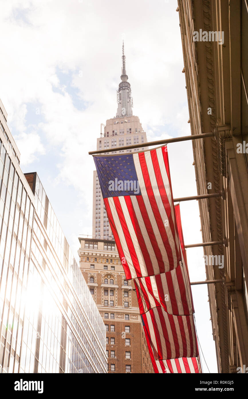 Empire state building, W33rd Street, New York city, United states of America. Stock Photo