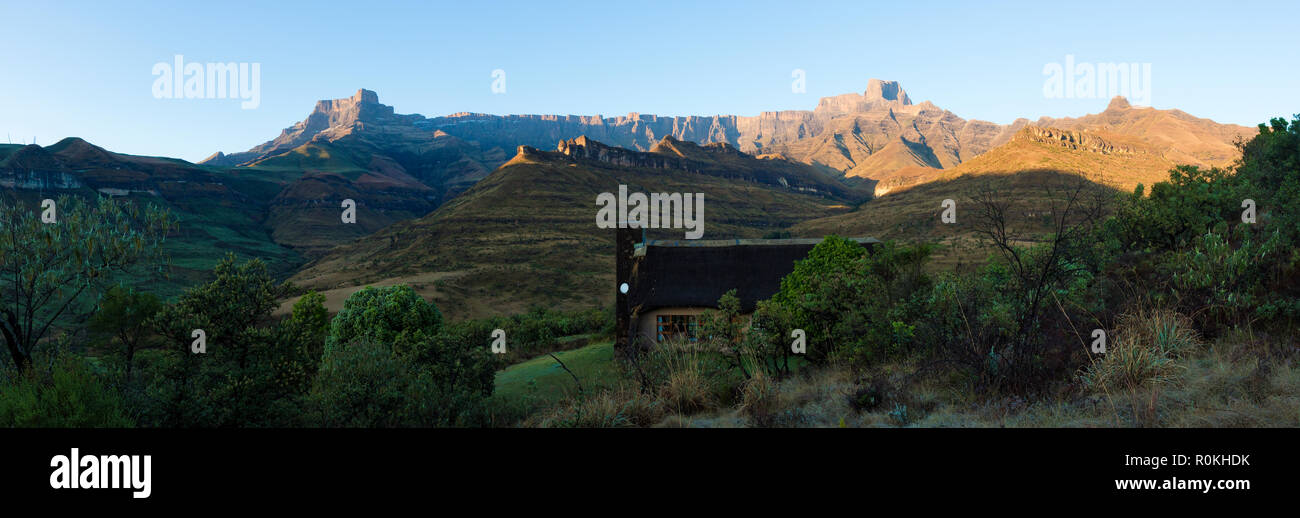 Panoramic landscape of the Drakensberg Mountain range Stock Photo
