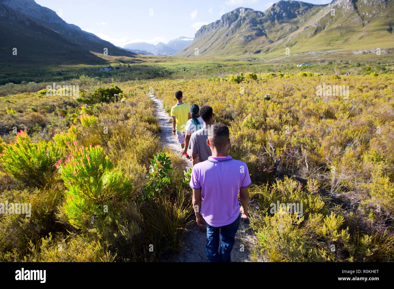 People on a guided tour in the Kogelberg Nature Reserve Stock Photo