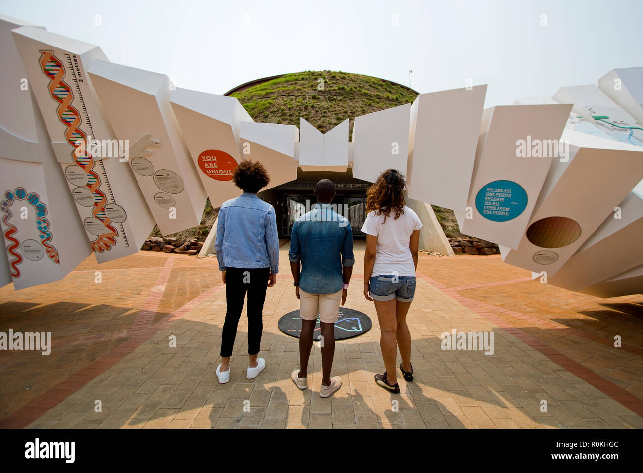Tourists in front of the Cradle of Humankind Museum Stock Photo