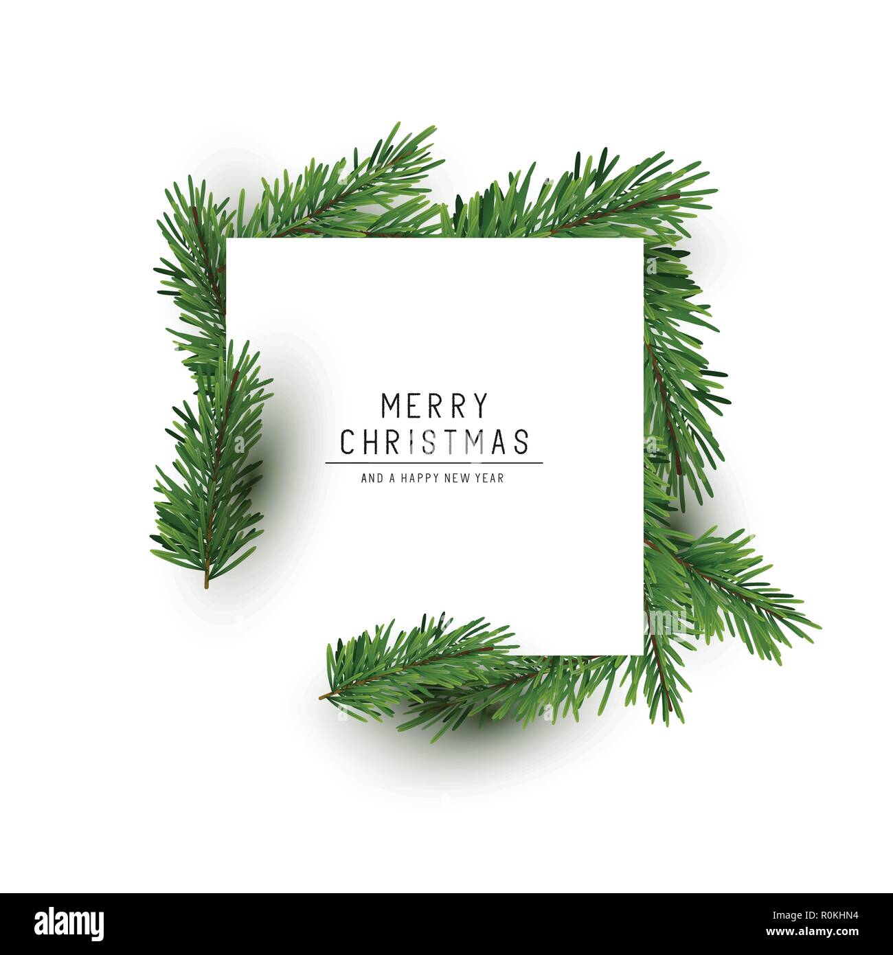 A christmas square shaped layout background with fir branches. Vector illustration Stock Vector