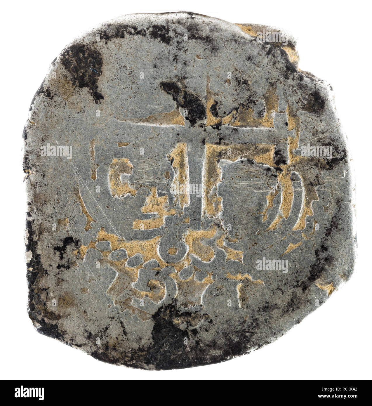 Ancient Spanish silver coin of the King Felipe IV. 1663. Coined in