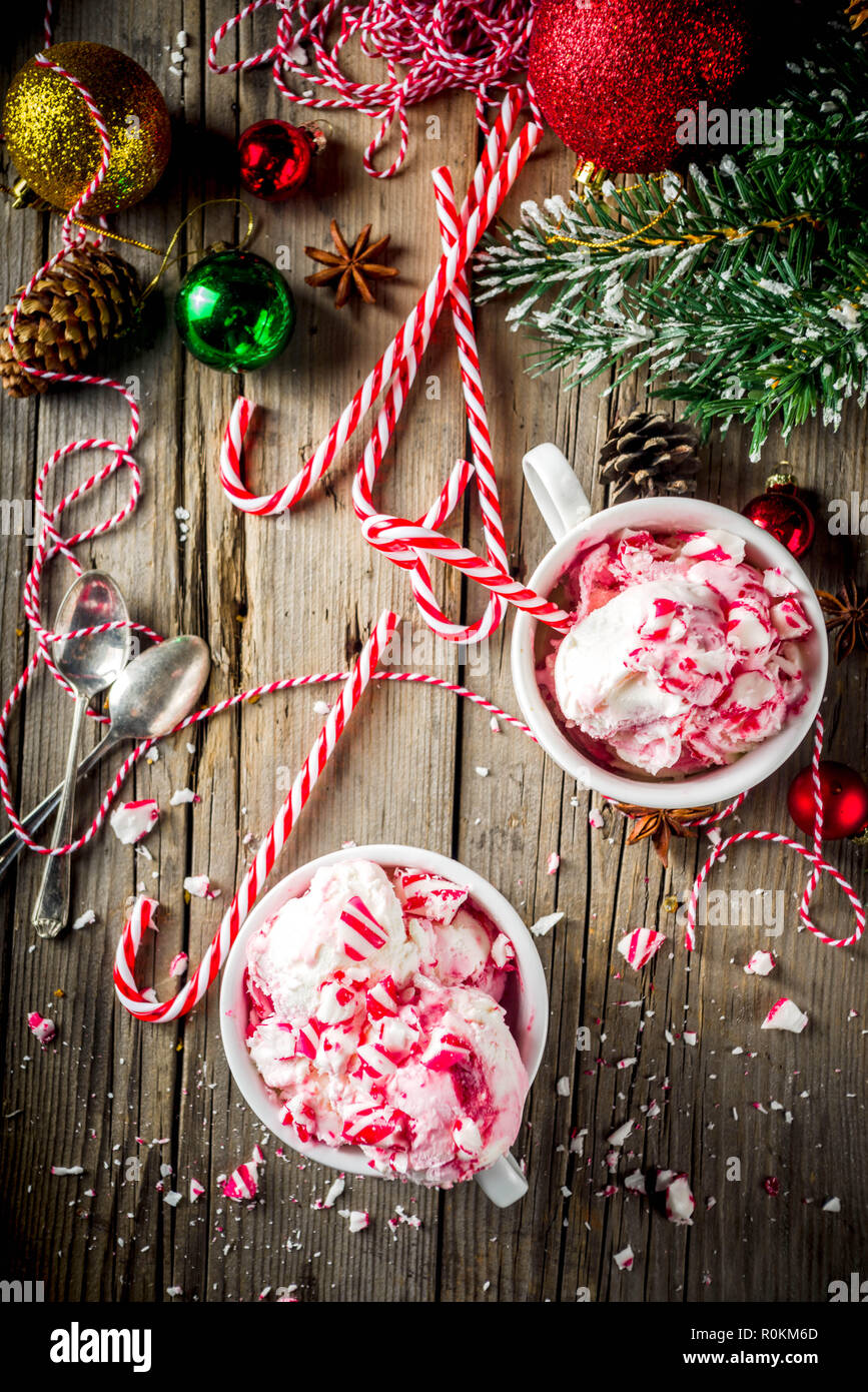 Christmas Dessert Homemade Peppermint Candy Cane Ice Cream In Two