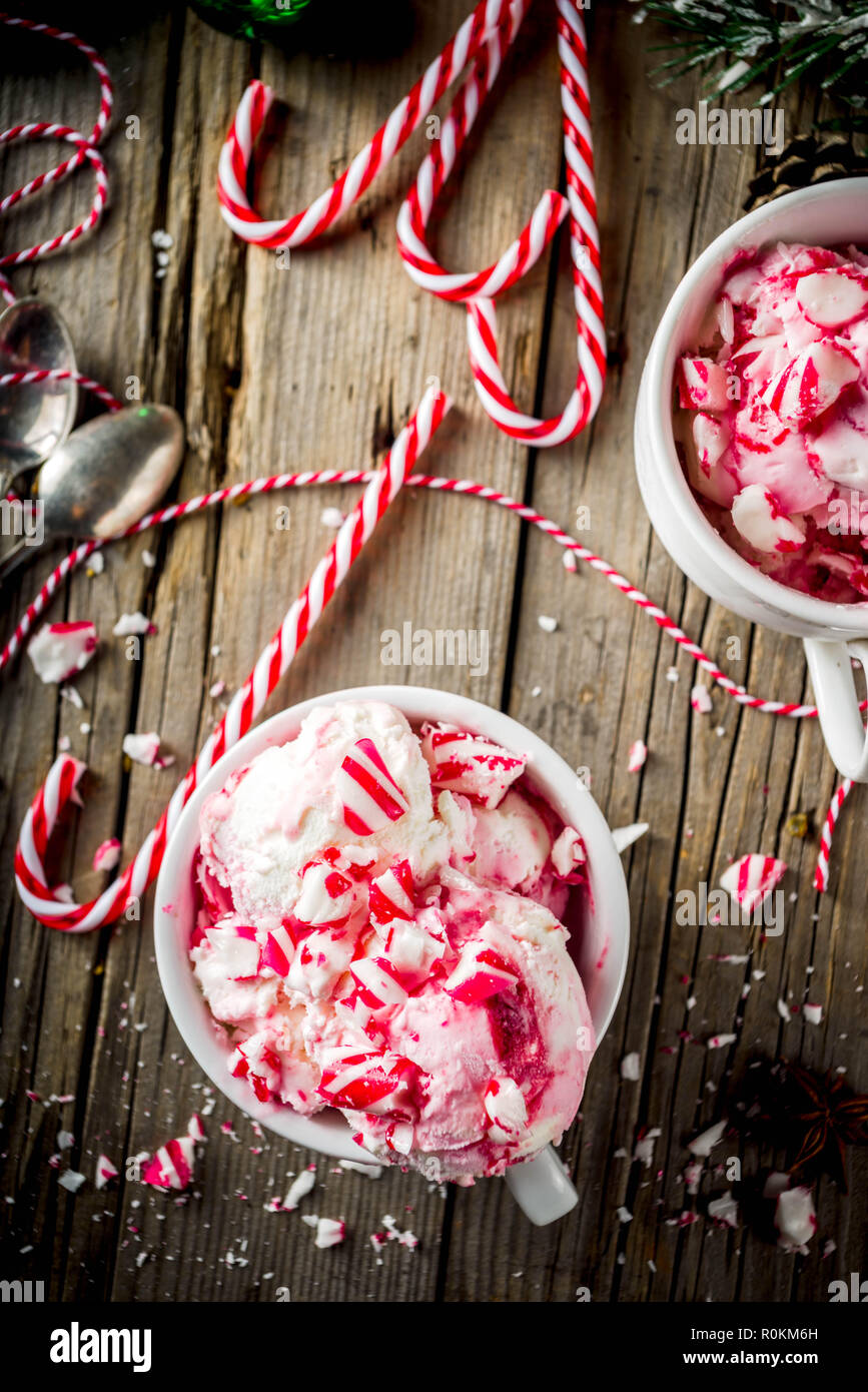 Christmas Dessert Homemade Peppermint Candy Cane Ice Cream In Two