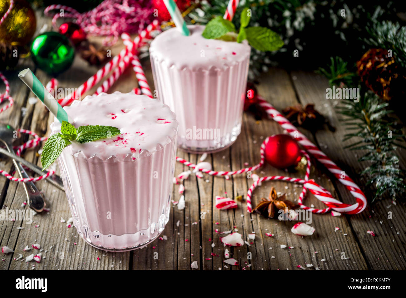 Christmas Sweet Cold Drink Homemade Peppermint Candy Cane