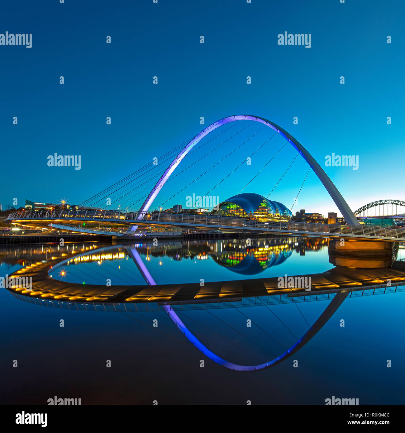 Gateshead Millennium Bridge at night, Gateshead Stock Photo