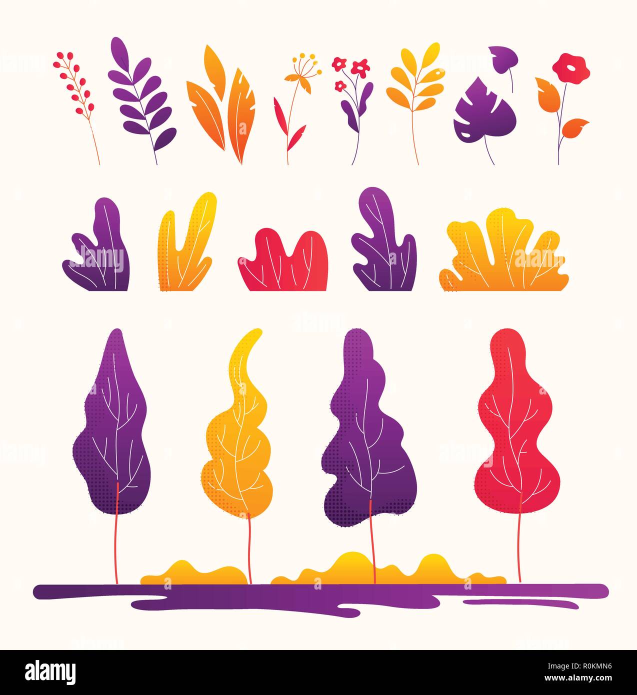 Natural ornament - modern flat design style elements Stock Vector