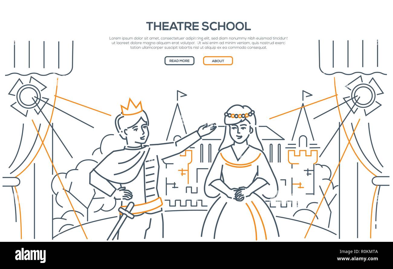 Theatre school - modern line design style web banner Stock Vector Image ...