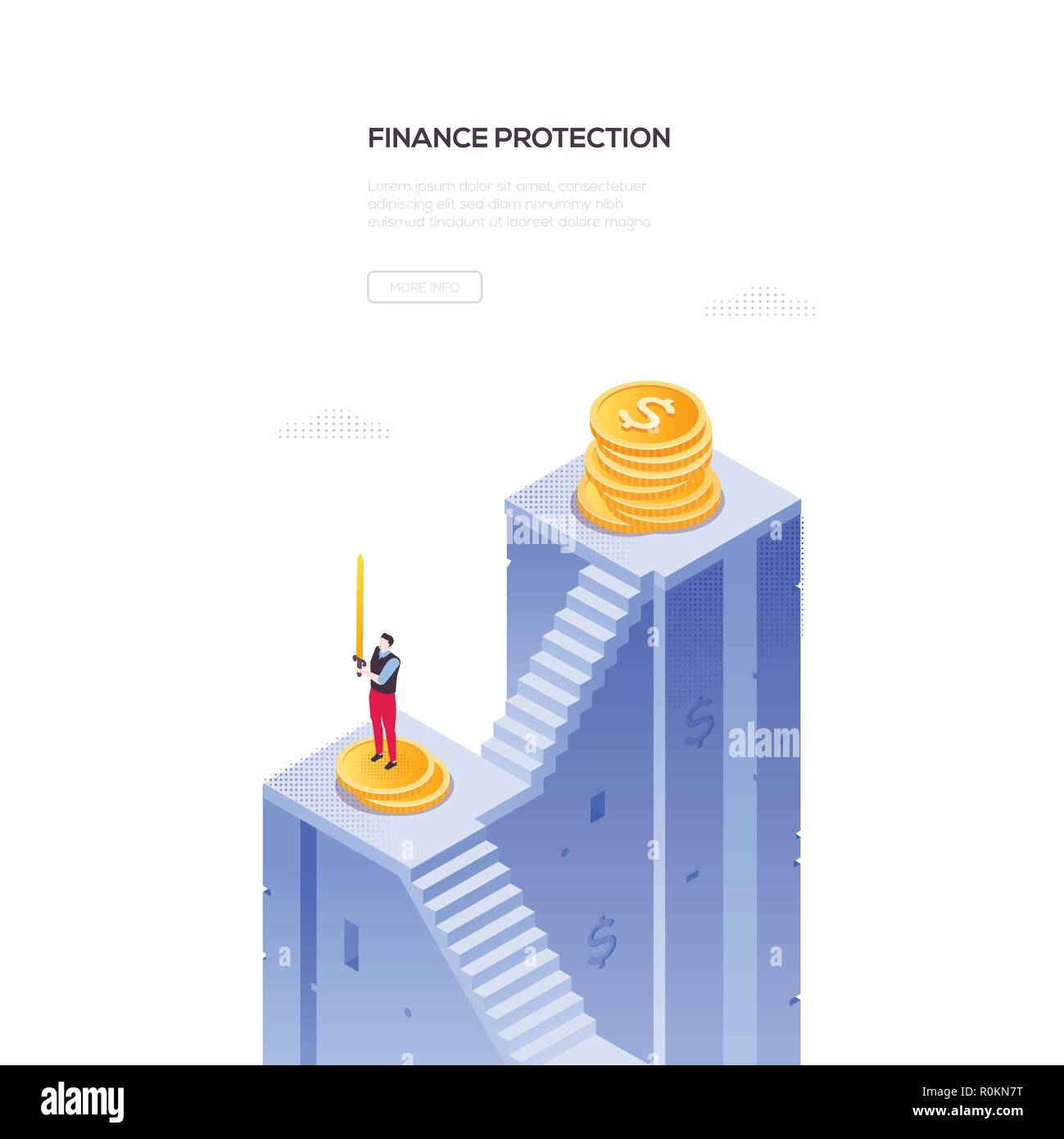 Finance Protection Modern Isometric Vector Web Banner Stock
