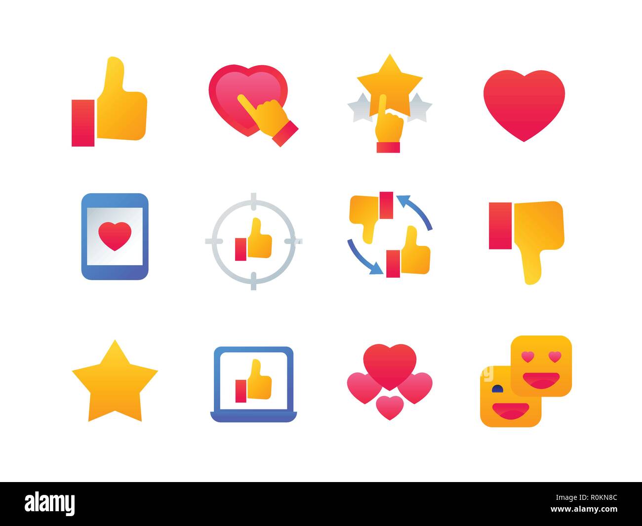 Likes and dislikes - set of flat design style icons Stock Vector Image ...
