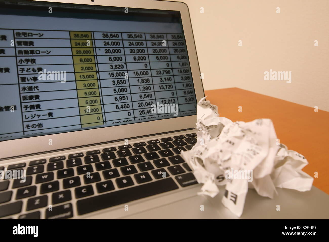 Bookkeeping list Japan Stock Photo
