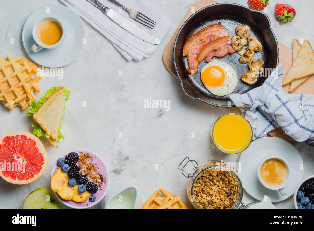 Breakfast and lunch concept - traditional food Stock Photo - Alamy