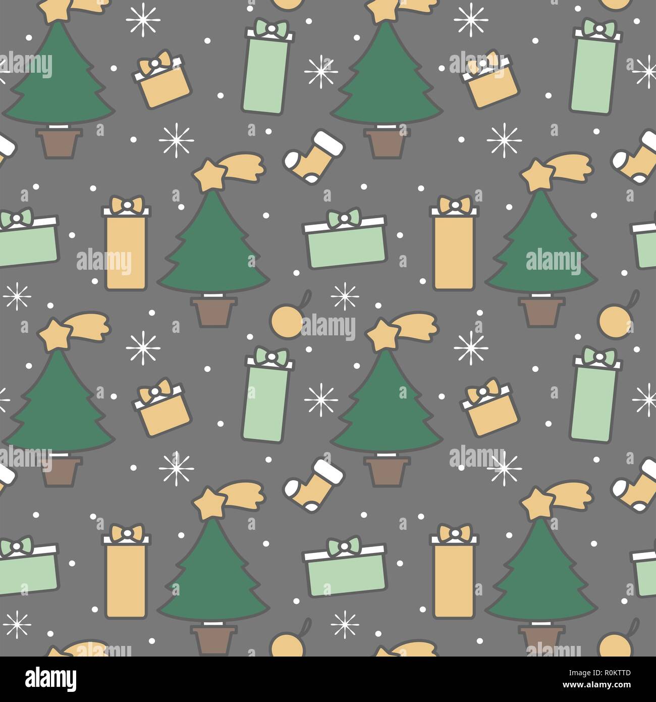 cute cartoon christmas elements seamless vector pattern background ...