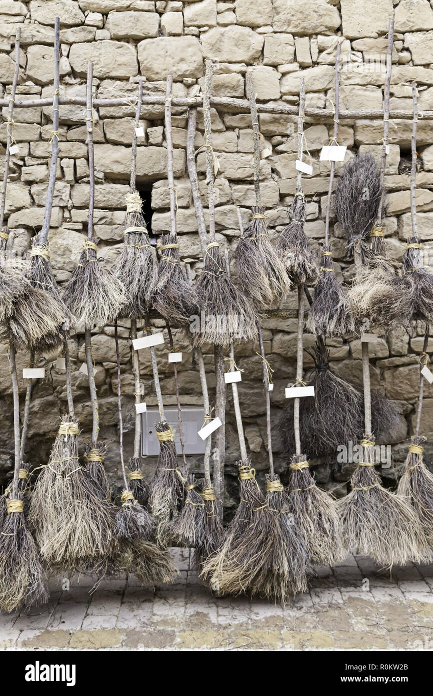 Witches Brooms, detail of a broom for a party of witchcraft Stock Photo ...