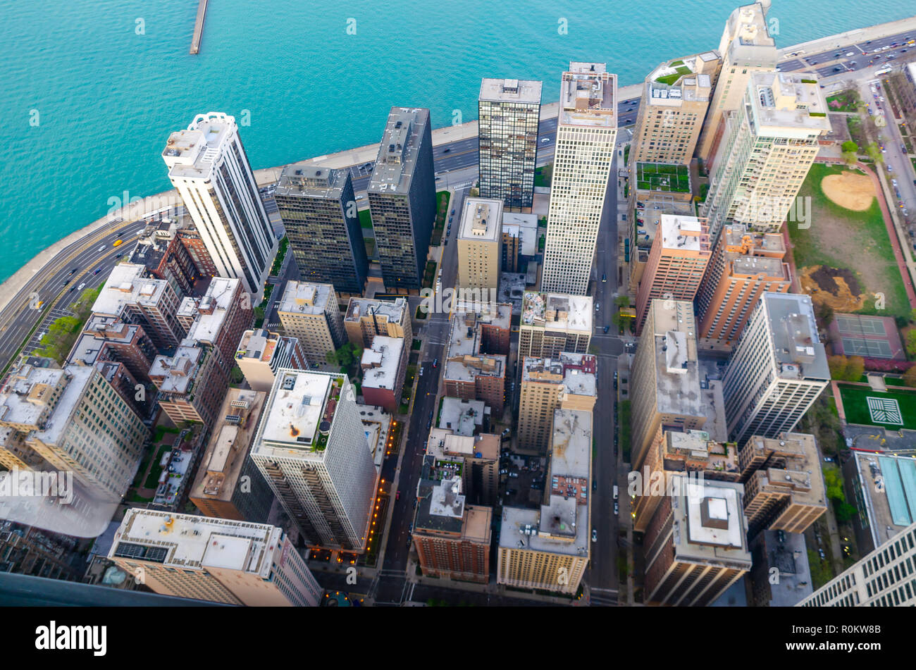 Areal view of downtown Chicago Stock Photo