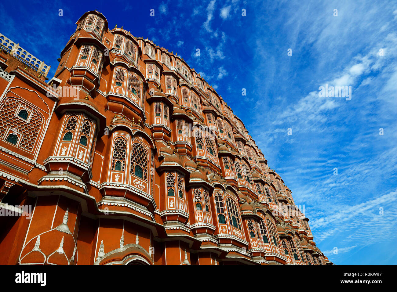 Facade, Hawa Mahal, Palace of the Winds, Jaipur, Rajasthan, India Stock Photo