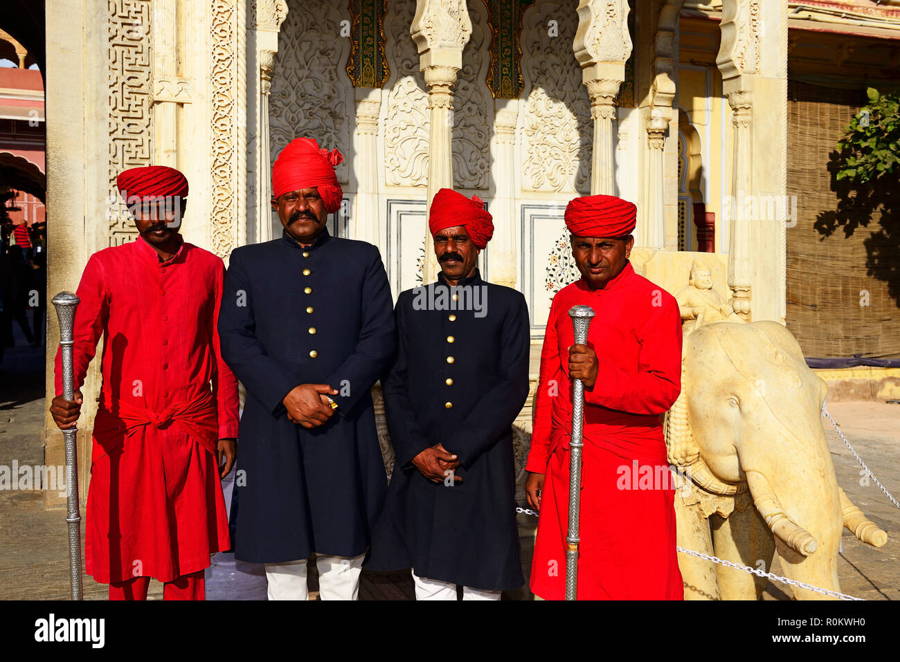 Temple Guardians in the City Palace, Jaipur, Rajasthan, India Stock Photo