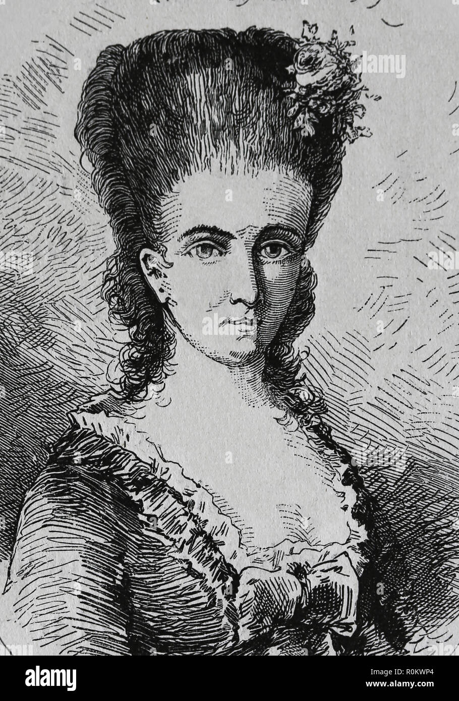 Charlote von Kalb (1761-1843). German writer, associated with Schiller, Goethe, Jean Paul and Holderlin. Engraving, 1882. Stock Photo