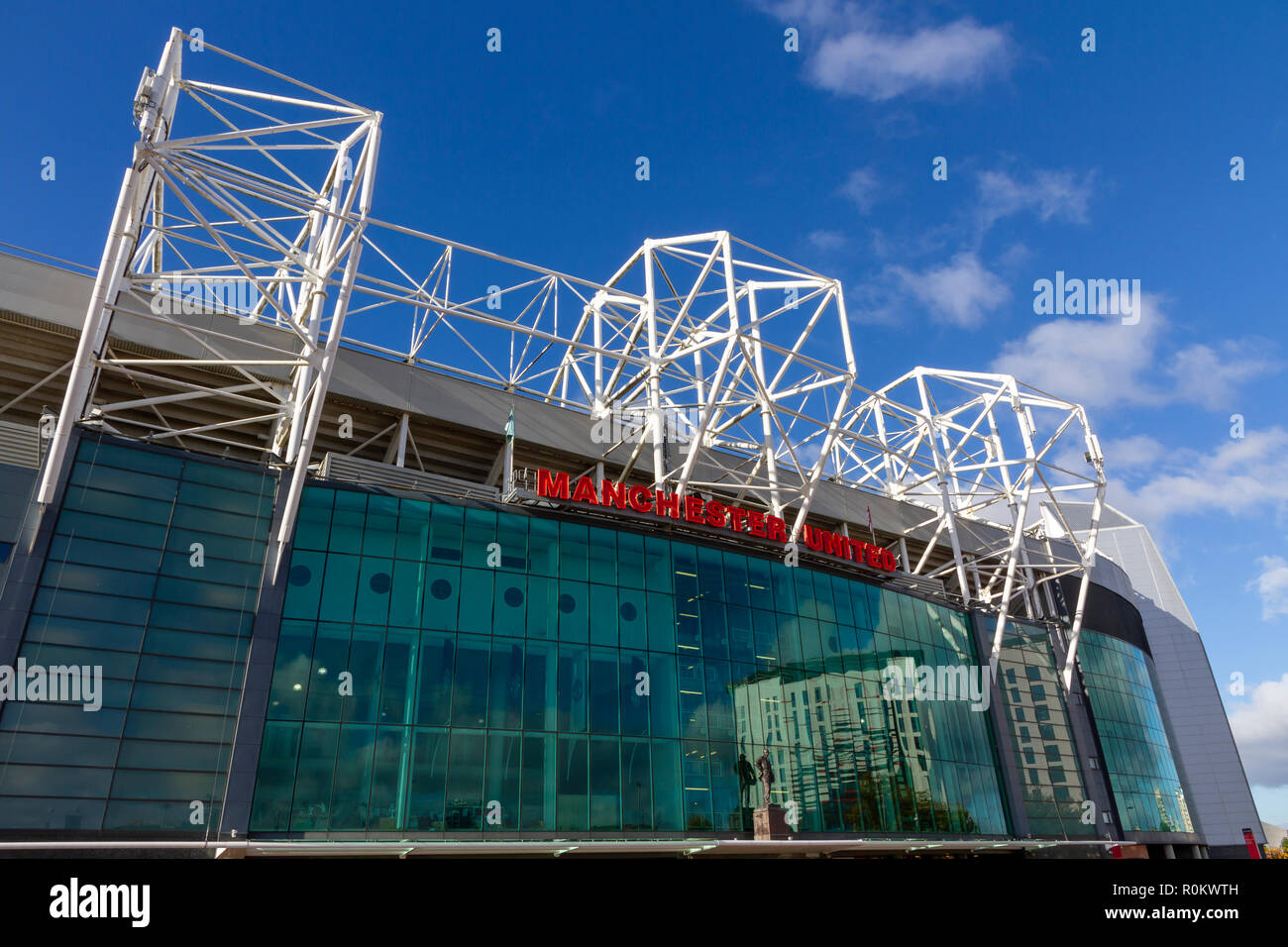 Old Trafford Football Ground. Home to Manchester United Football Club Stock Photo