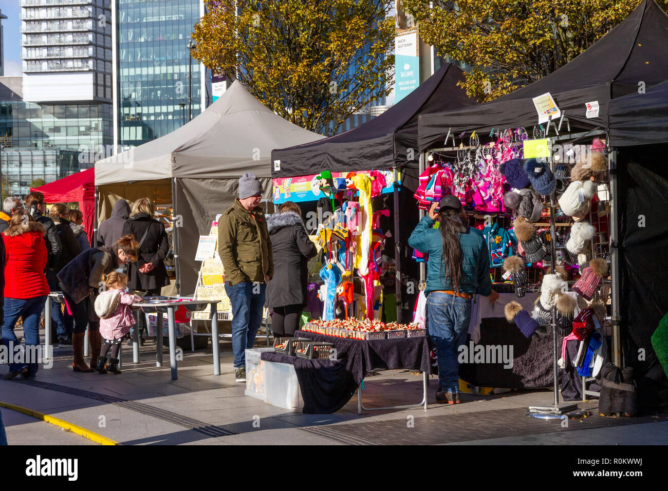 The Makers Market, craft and food market at the Lowry Outlet Shopping Centre, MediaCityUK, Salford Quays Stock Photo