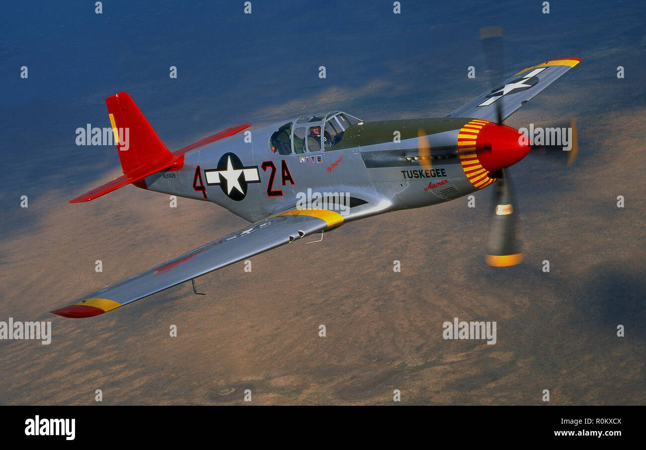 WWII Tuskegee Airmen P-51 Mustang Airplane Stock Photo