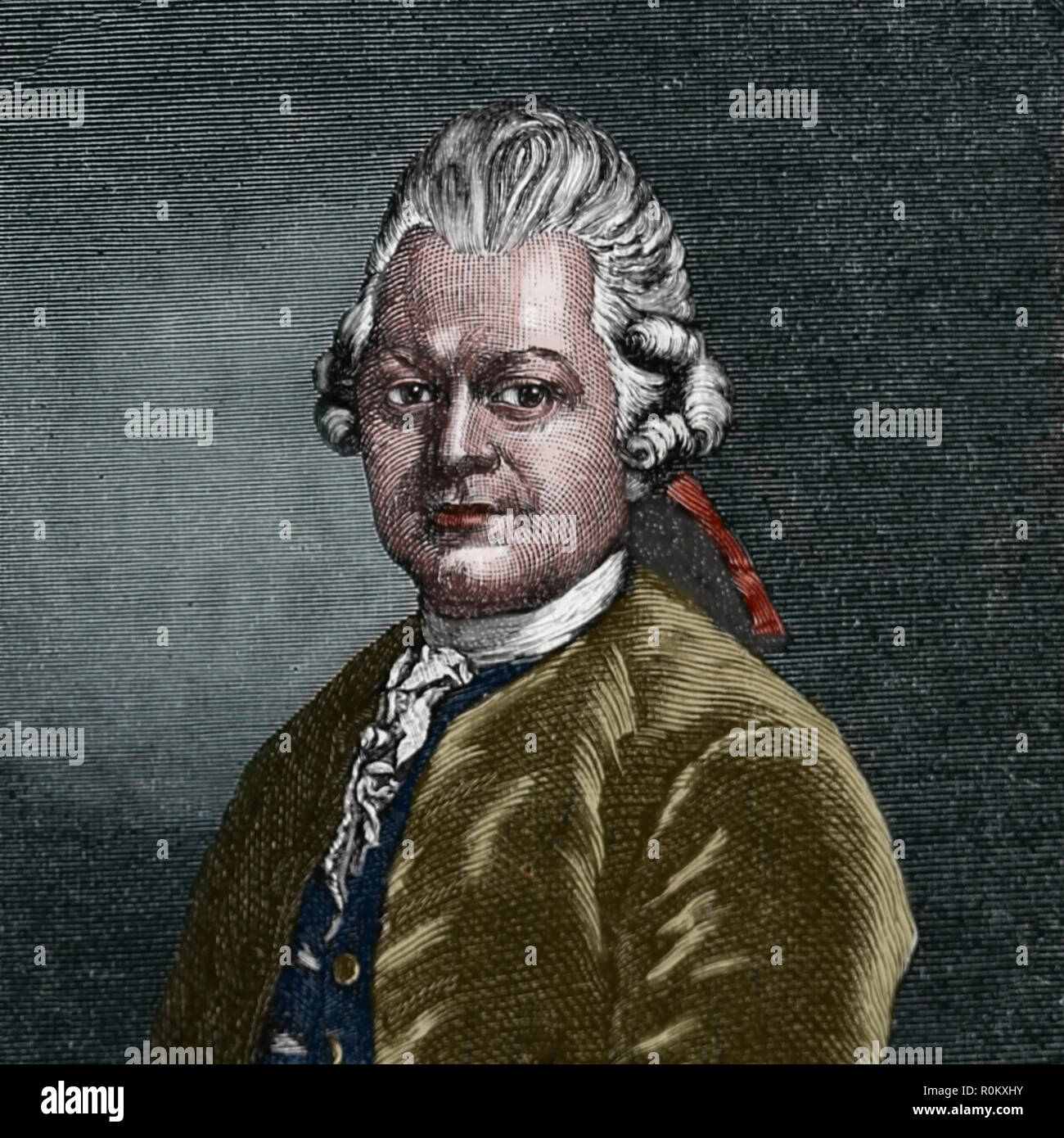 Gotthold Ephraim Lessing (1729-1781). German writer and drramatist. Enlightenment era. Engraving of Germania, 1882. Stock Photo