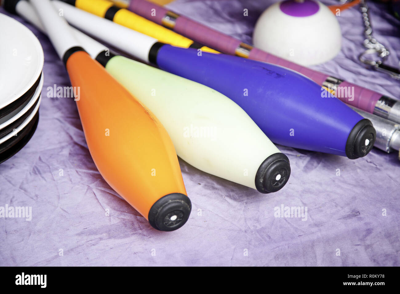 Juggling, object detail to juggle, fun game detail Stock Photo Alamy