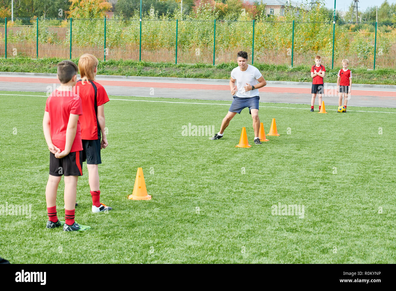 Outdoor Football Practice Stock Photo Alamy