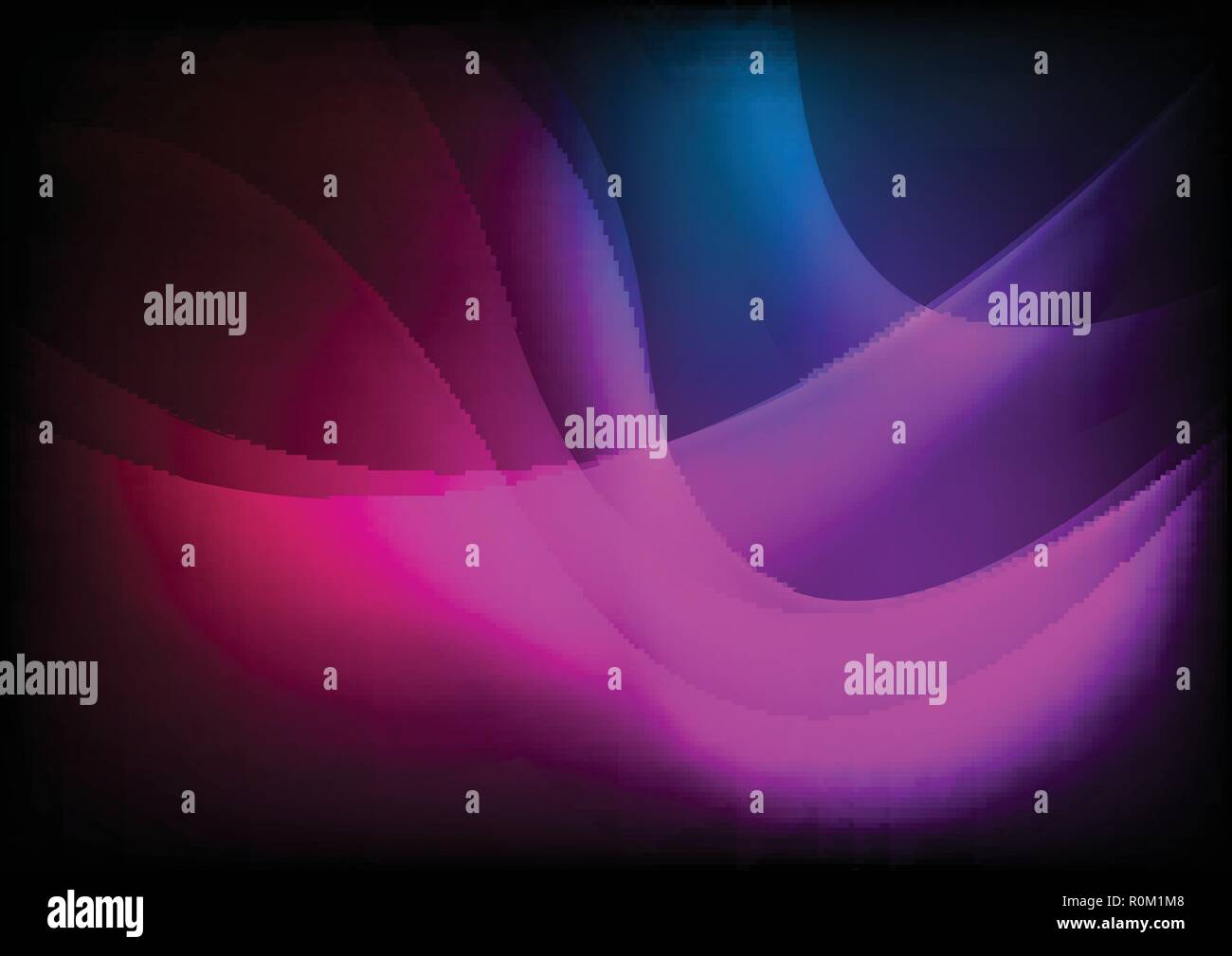 Glowing bright neon waves abstract background. Vector blue and purple design Stock Vector