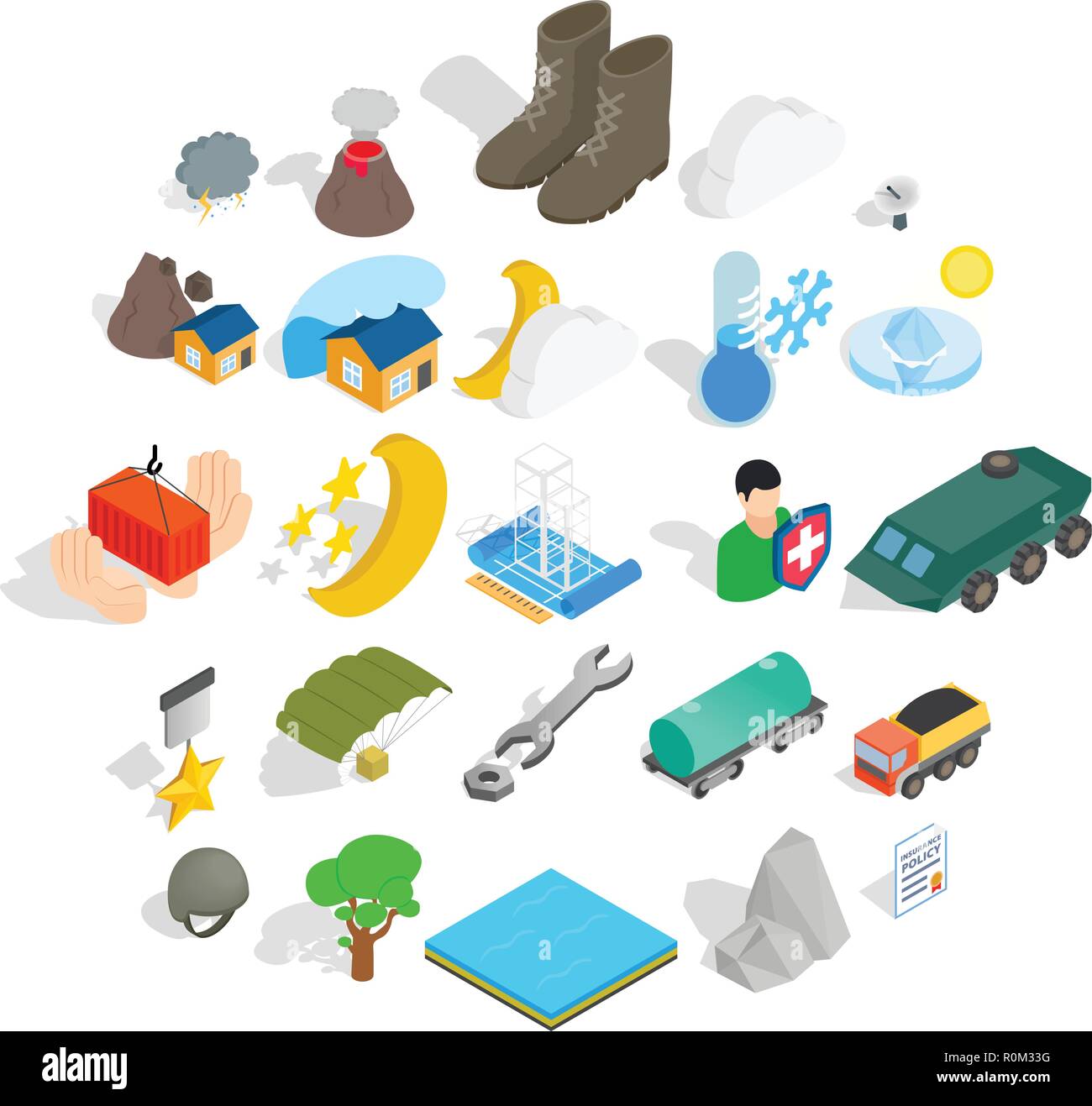 Inflammable icons set, isometric style Stock Vector